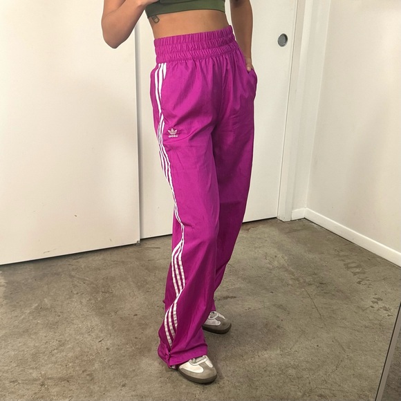 Magenta High Waisted Adidas Track Pants - Picture 1 of 9